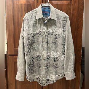 Robert Graham flip cuff sz L embroidered long sleeve shirt